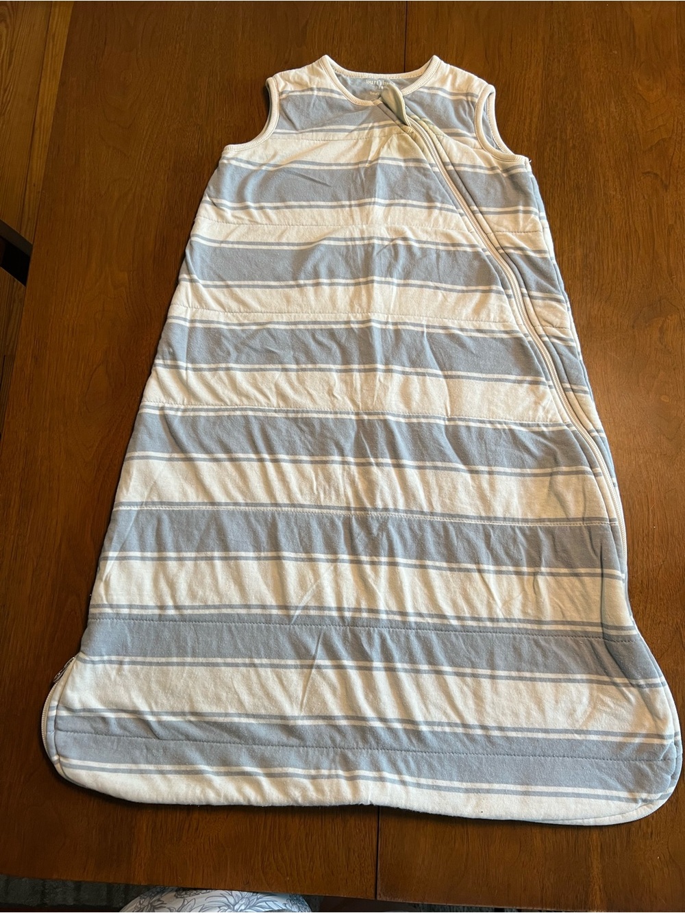 Burt's Bees Rugby Blue and White Striped Sleeveless Sleep Sack 1.5 TOG